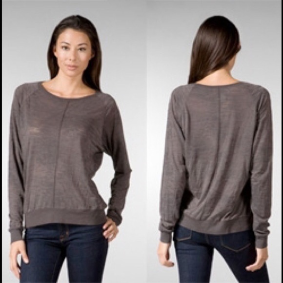 Nation LTD Gray Burnout Pullover Cotton Blend Light Weight Sweatshirt Top Sz 3/M - Picture 1 of 10